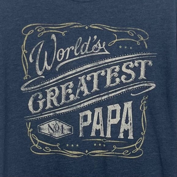 Worlds Greatest No.1 Papa Graphic Tshirt Fathers Day Gift Blue Size Large - Picture 5 of 7